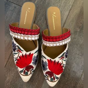 Size 38 slip on pointed toe mules, worn once (anthro)